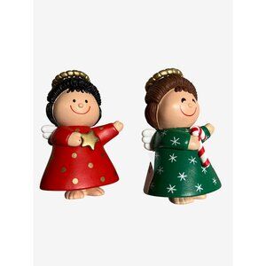 Hallmark Red Green Christmas Angel Salt and Pepper Shaker Set